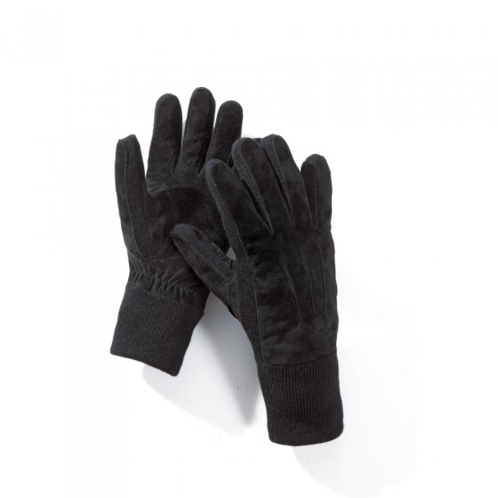 Gants cuir à empiècements en laine