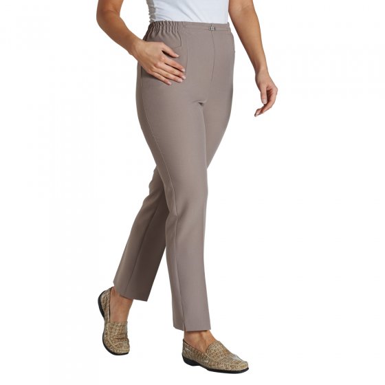 Pantalon à ceinture élastiquée et fermoir décoratif