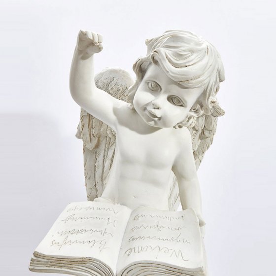 Statuette d'ange avec lanterne solaire