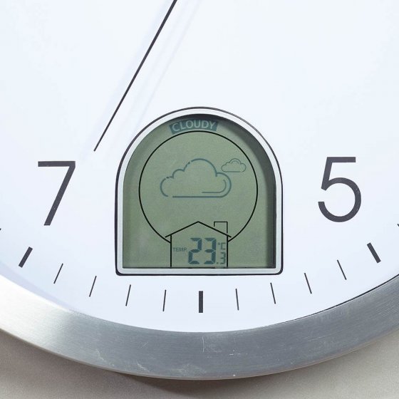 Horloge murale radio-pilotée avec station météo