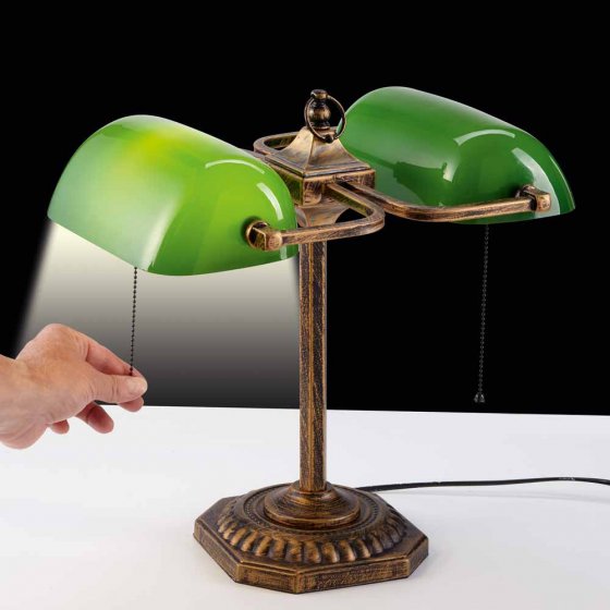 Lampe de banquier double 