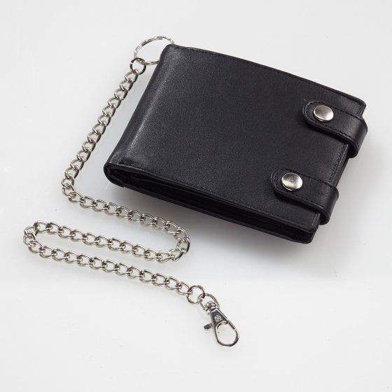 Porte-monnaie en cuir avec chaîne de sécurité