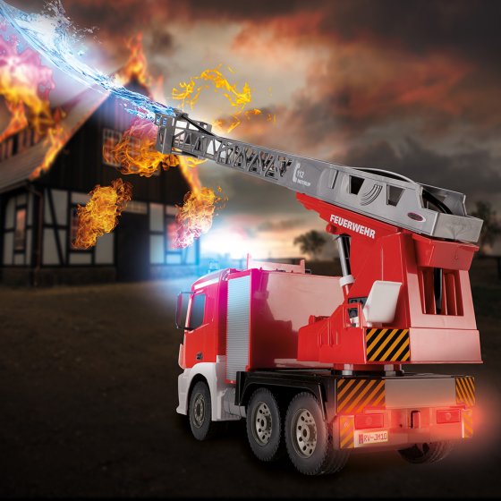 Camion de pompiers radiocommandé avec échelle pivotante 