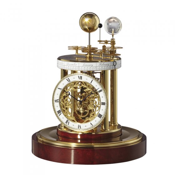 Pendule astrolabe laiton/acajou