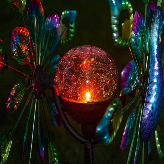 Moulin à vent solaire à LED paon 