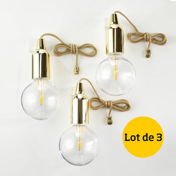 Trio de lampes sans fil  "Gold" Lot de 3  