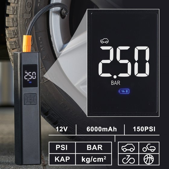 KZQ 6000mAh Mini Pompe à Air Électrique，Compresseur à Air