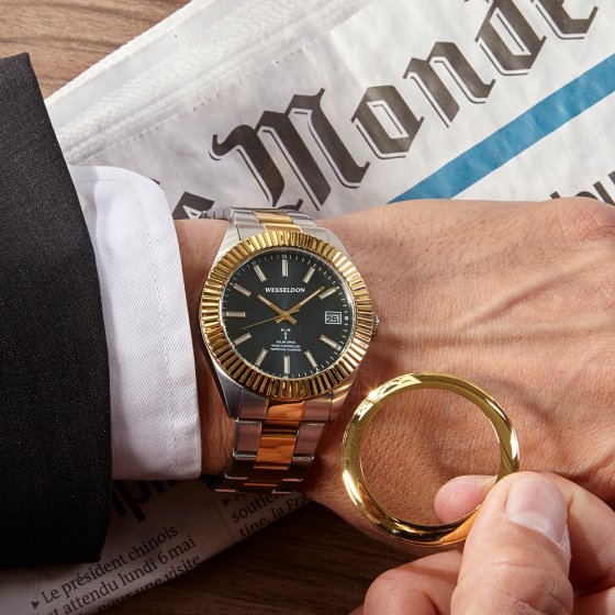 Montre solaire radiopilotée avec lunette interchangeable 