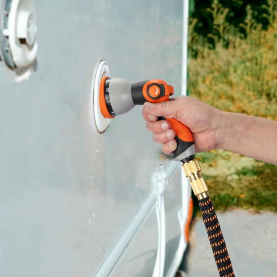 Tuyau d'arrosage extensible avec raccords en laiton 