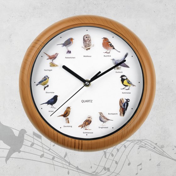 Horloge murale avec chants d’oiseaux