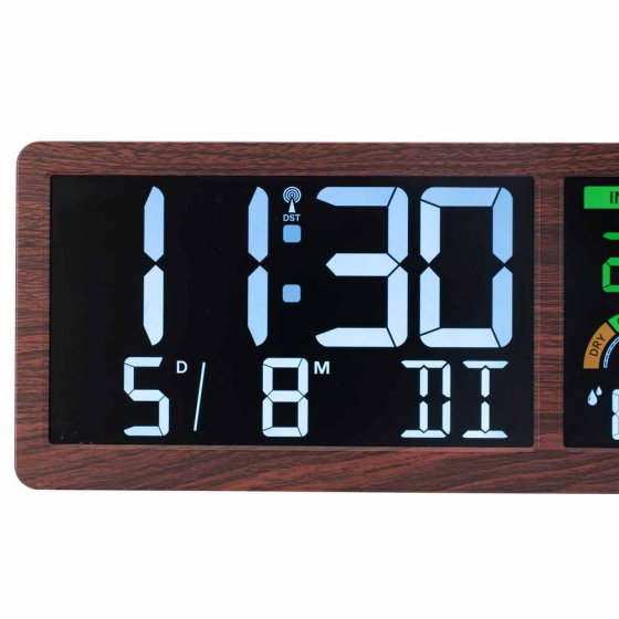 Station météo numérique avec horloge radio-pilotée "Bois" 