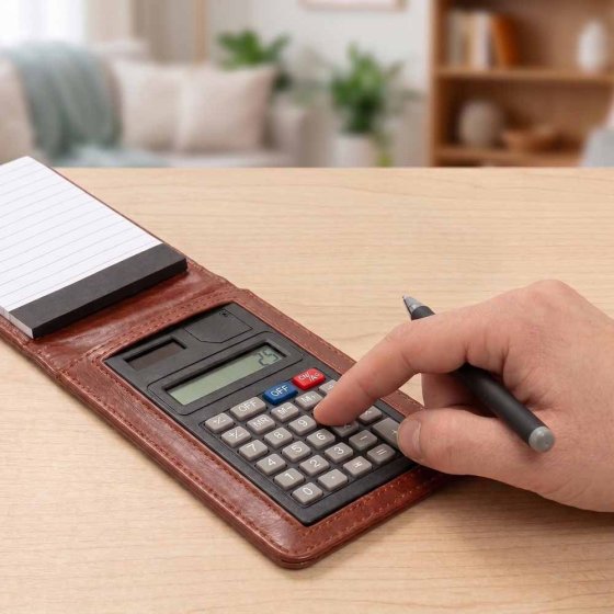 Bloc-notes pratique avec calculatrice 