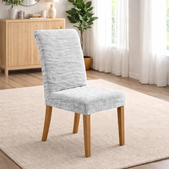 Housse de chaise aspect fourrure 