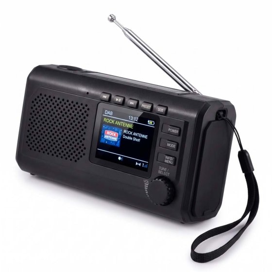 Radio DAB+ à manivelle et solaire avec écran couleur 