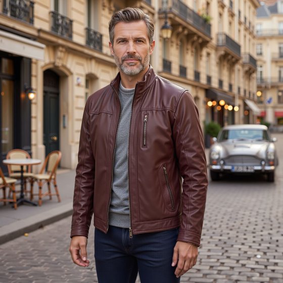 Veste cuir nappa d’agneau 