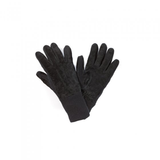 Gants cuir à empiècements en laine