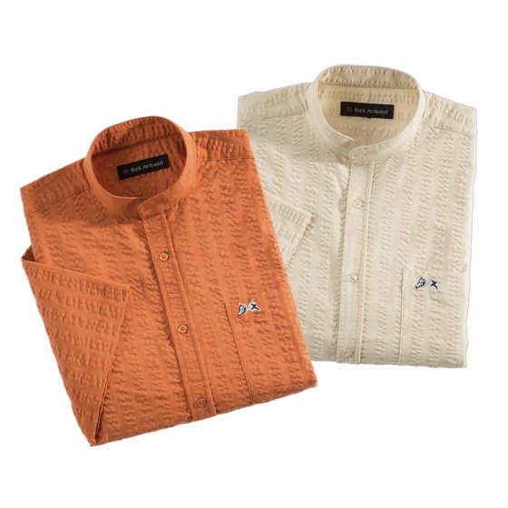 Chemise seersucker col officier
