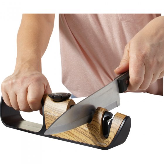 Aiguiseur de couteau professionnel, aiguiseur de couteau manuel 4 en 1,  aiguiseur avec base antidérapante pour couteaux, couteau de cuisine,  ciseaux