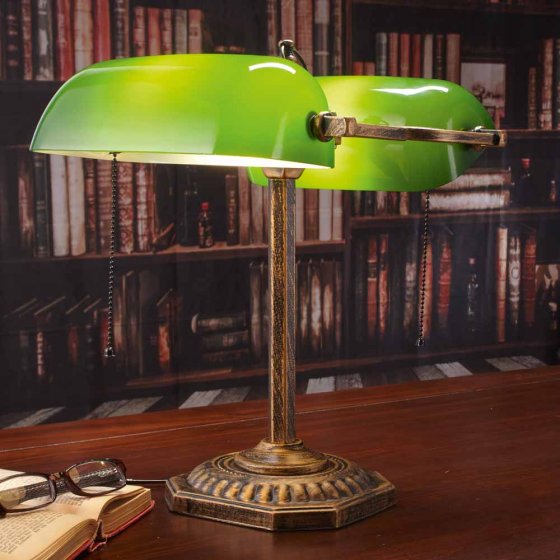 Lampe de banquier double 