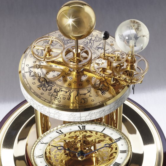Pendule astrolabe laiton/acajou