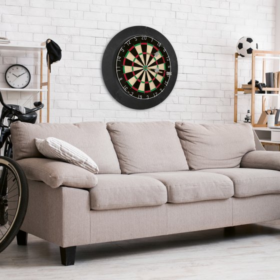 Cible de fléchettes en sisal avec anneau de protection mural 