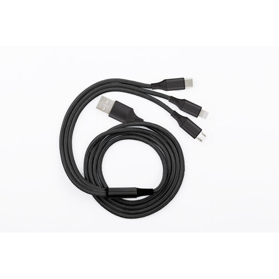 Câble de charge USB 3 en 1 Noir