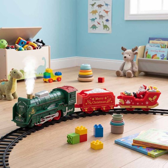 Train de Noël électronique avec de la fumée 