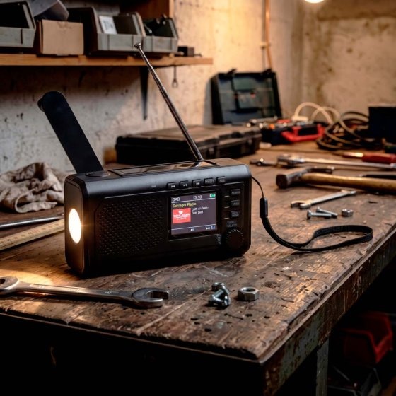 Radio DAB+ à manivelle et solaire avec écran couleur 