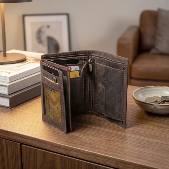 Portefeuille en cuir de vachette pour homme 