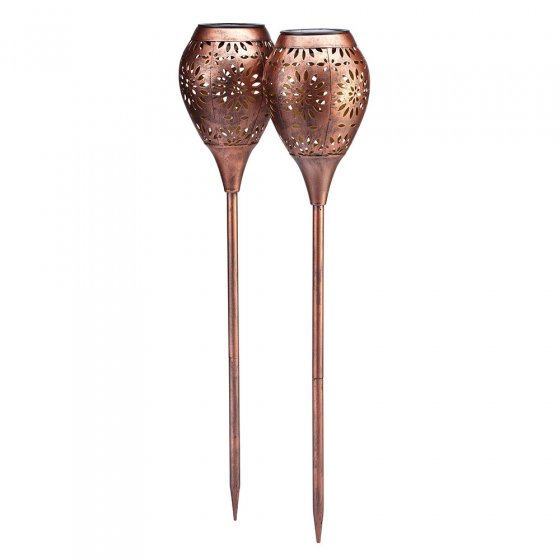 Flambeaux de jardin solaires en métal (lot de 2) 