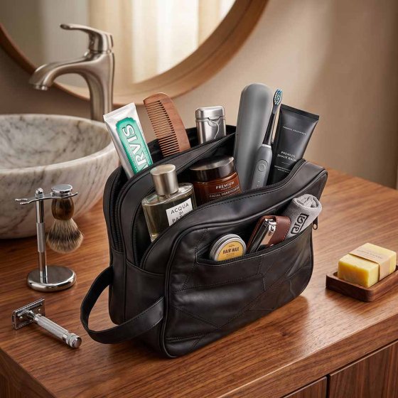Trousse de toilette en cuir haut de gamme 