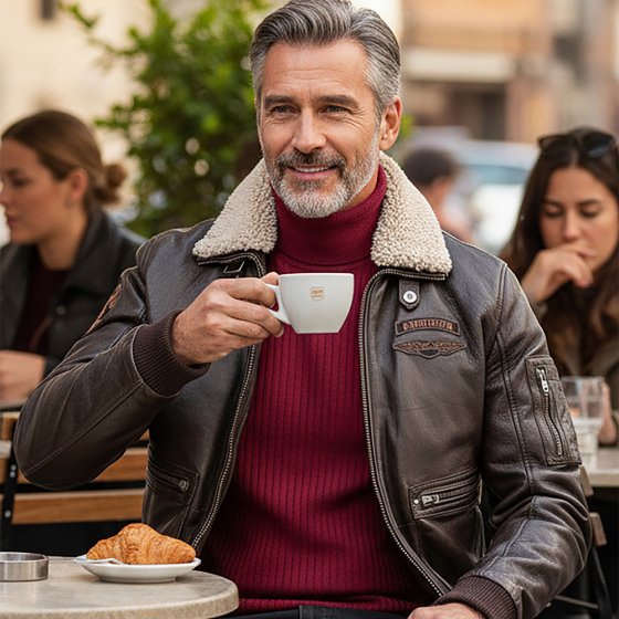 Veste bomber en cuir d'agneau 