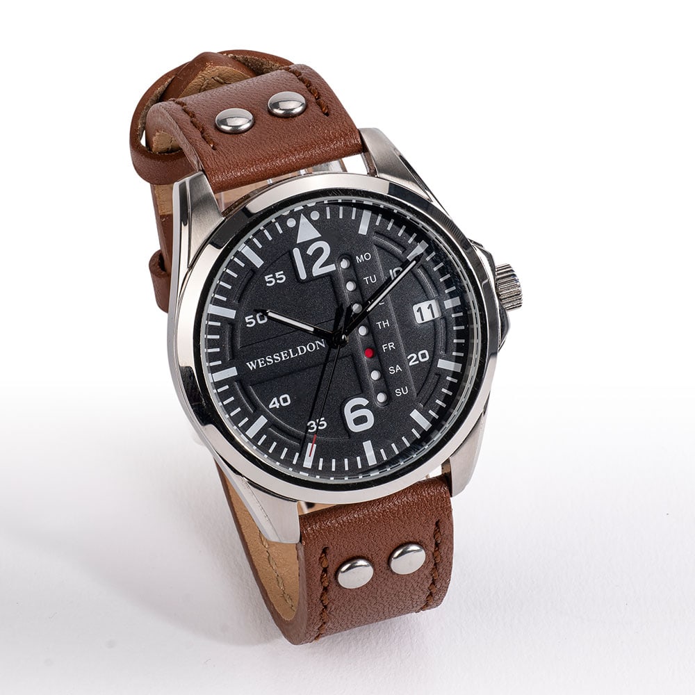 Montre Pilote Aviator Pour Homme - Mouvement Quartz, Affichage Date - Style élégant